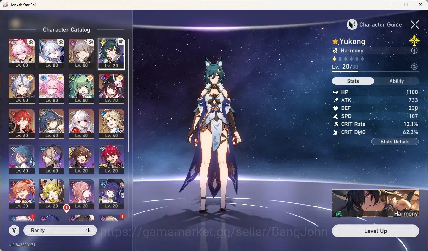 Honkai Star Rail Accounts Others ASIA|TL 61|7 Limited [Evanescia E1 + Sign],Cyrene,Phainon,Houhou,Sparkle,Yao Guang,Yunli|Mc 2