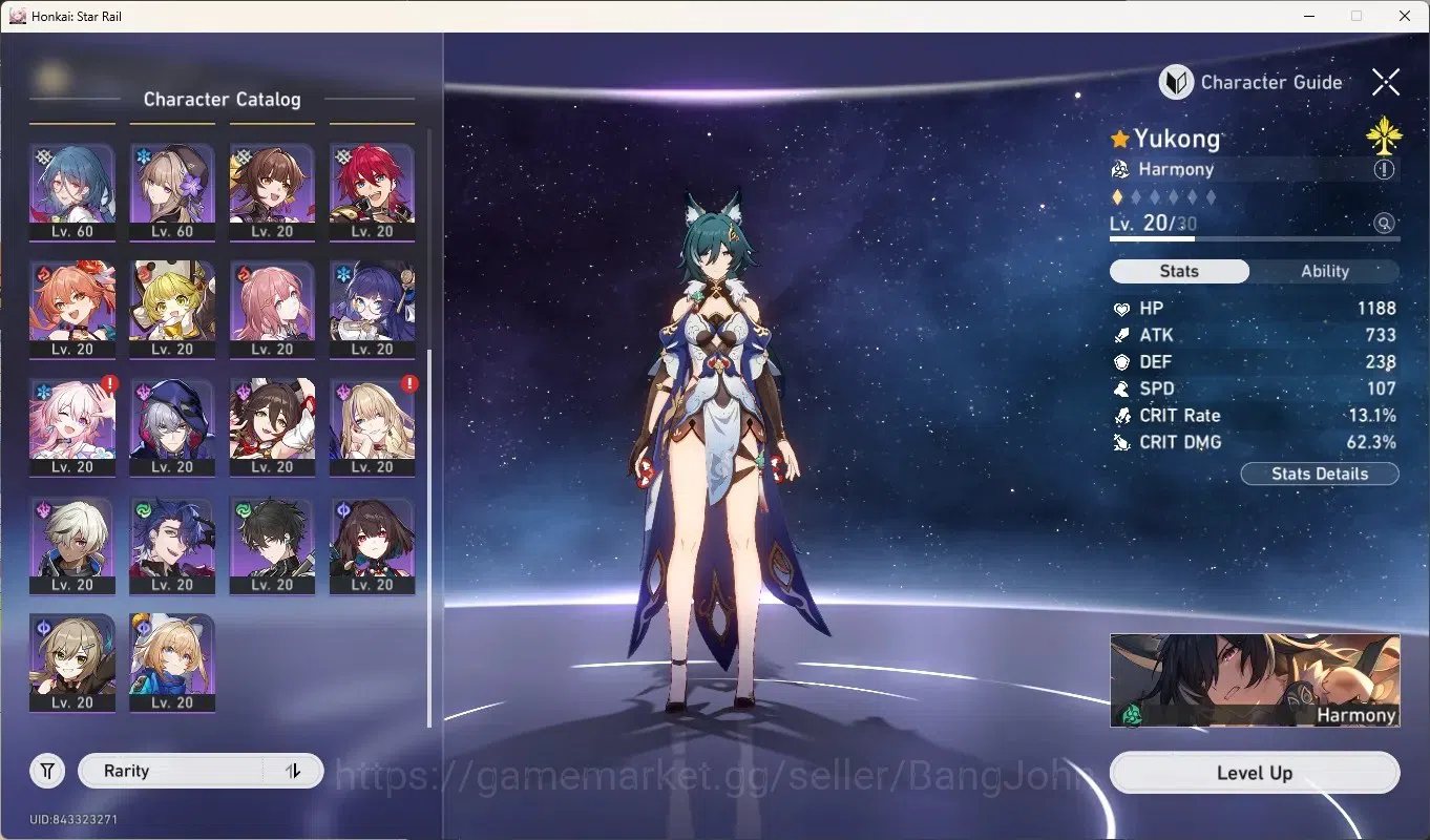 Honkai Star Rail Accounts Others ASIA|TL 61|7 Limited [Evanescia E1 + Sign],Cyrene,Phainon,Houhou,Sparkle,Yao Guang,Yunli|Mc 3