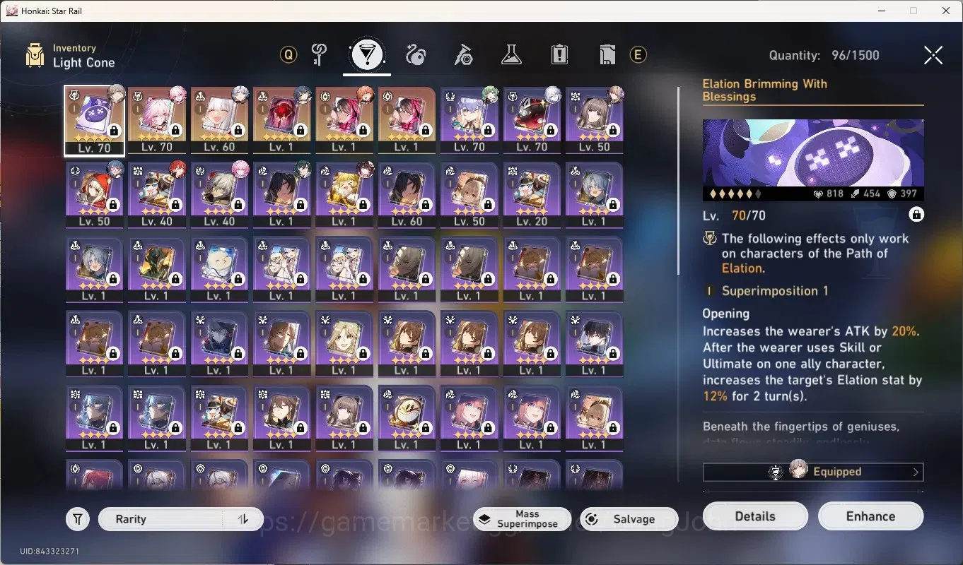 Honkai Star Rail Accounts Others ASIA|TL 61|7 Limited [Evanescia E1 + Sign],Cyrene,Phainon,Houhou,Sparkle,Yao Guang,Yunli|Mc 9