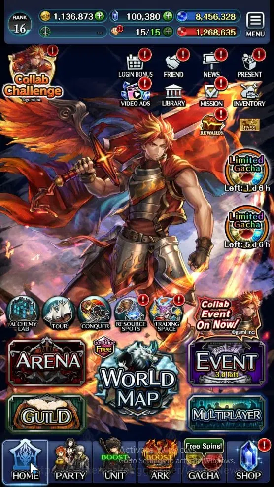 Last Cloudia Accounts Endgame GLOBAL|Rank 16|100k Crystal|Collab BraveFrontier (G Tilith,FG Vargas)+Top Tier Unit (Goddess 5