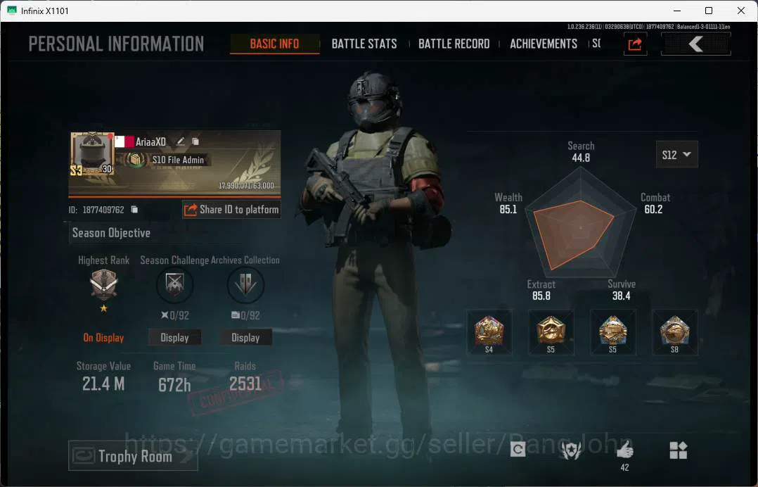 Arena Breakout Others MOBILE| LV 30 | SV 21M | CV 16M| Char Skin Night c image 1