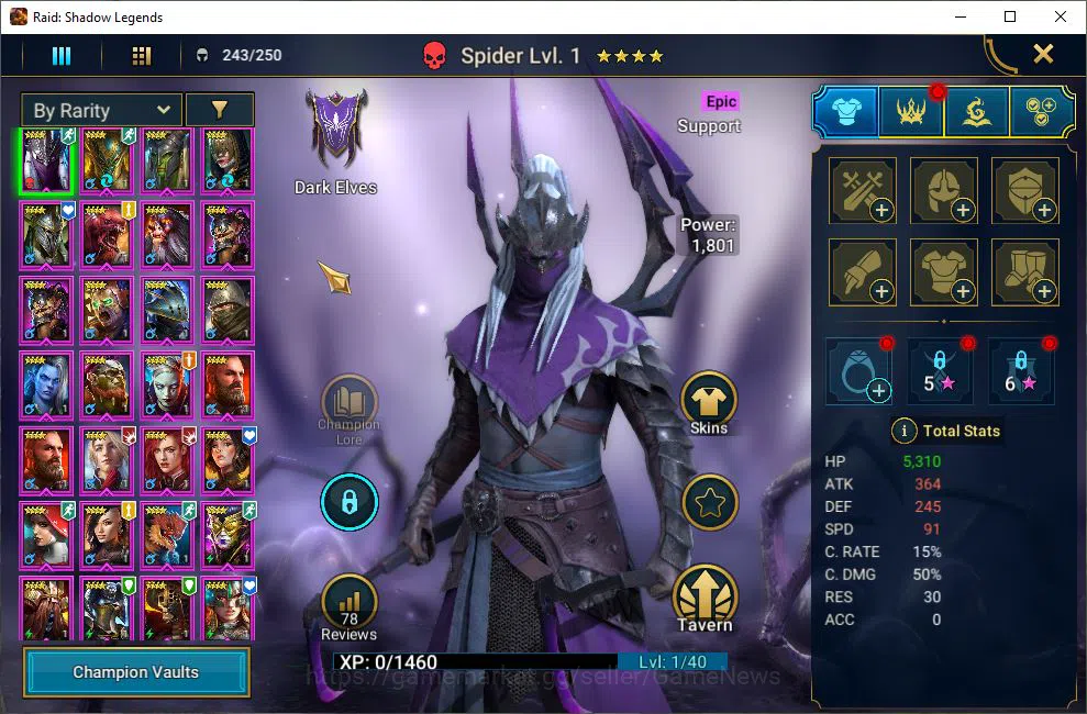 Raid: Shadow Legends Accounts Starter Lv6 612K Power|1 Mythic(Ashnar)+20 5