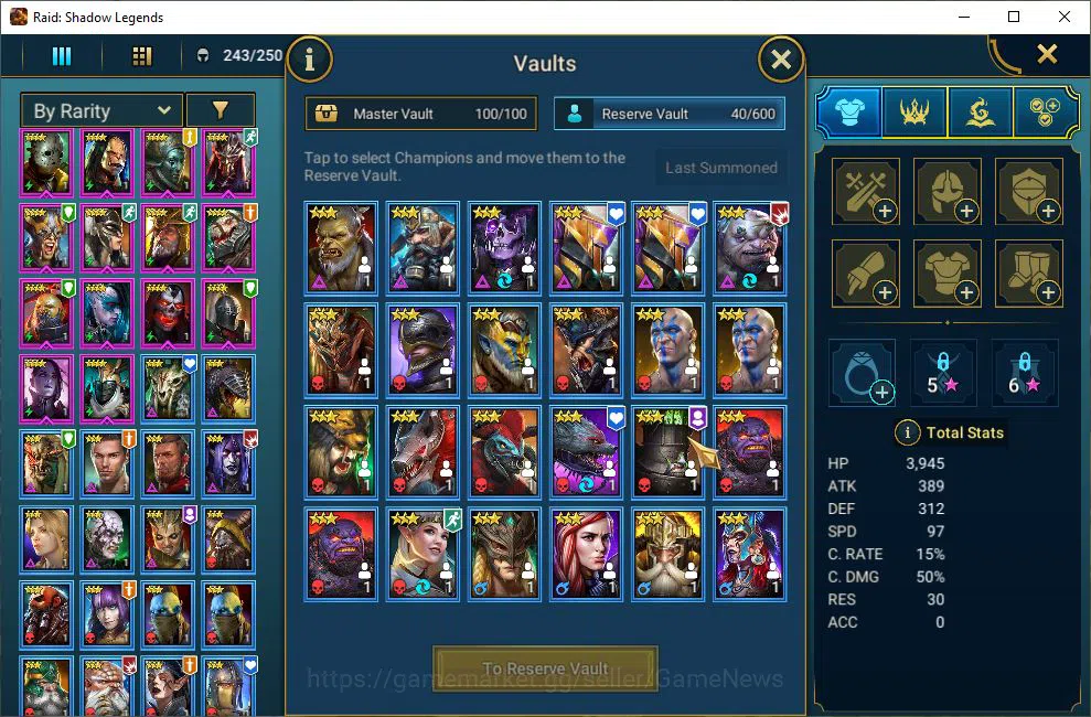 Raid: Shadow Legends Accounts Starter Lv6 612K Power|1 Mythic(Ashnar)+20 8