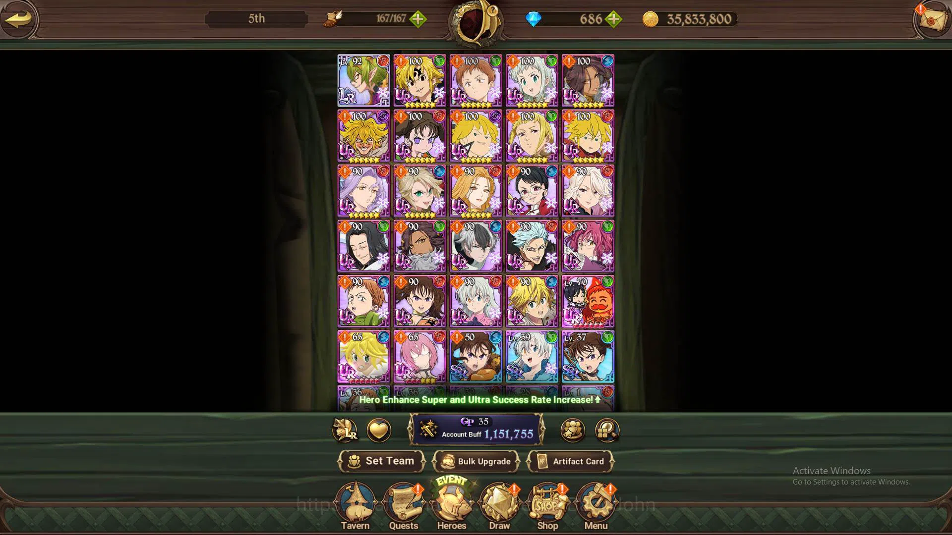 The Seven Deadly Sins: Grand Cross Accounts Others GLOBAL|1.1M CC|DM 686|LR Helbram|UR Meresca4/6,DKM,Gowther2/6,etc|Detail 3