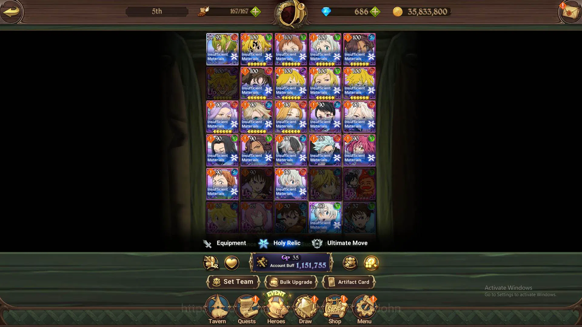 The Seven Deadly Sins: Grand Cross Accounts Others GLOBAL|1.1M CC|DM 686|LR Helbram|UR Meresca4/6,DKM,Gowther2/6,etc|Detail 4