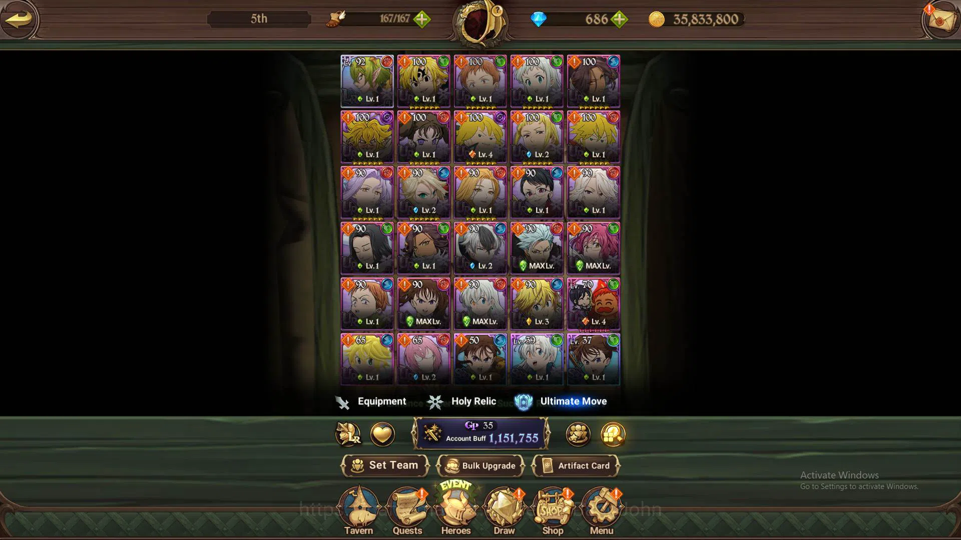 The Seven Deadly Sins: Grand Cross Accounts Others GLOBAL|1.1M CC|DM 686|LR Helbram|UR Meresca4/6,DKM,Gowther2/6,etc|Detail 5
