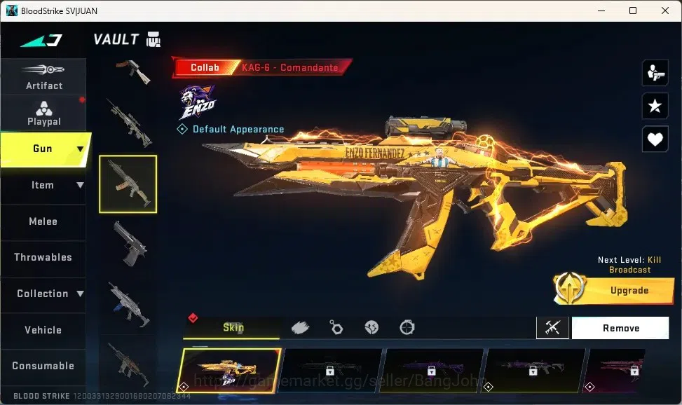 Blood Strike Accounts Collab Skin ASIA |1 Collab Gun:KAG-6 - Comandante[Enzo]|Ultra Striker Zero-Nuliifier|3 Legendary 4