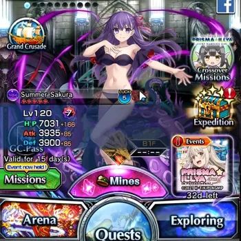 Grand Summoners Accounts End-Game Global|Rank 73|15 Ascend 17 TW (H Inumuta,S Miyu,Shadow,Chloe,S Sakura)+TW Shuna,S Illya
