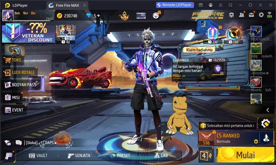 Free Fire Accounts Indonesia | Vault 375 | EVO-SCAR MEGALODON| SG Tro image 1