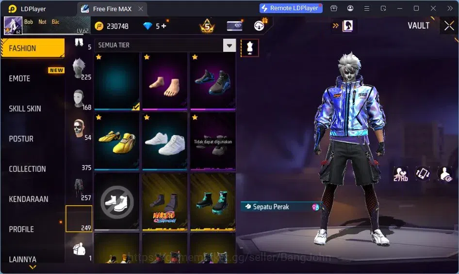 Free Fire Accounts Indonesia | Vault 375 | EVO-SCAR MEGALODON| SG Tro image 15