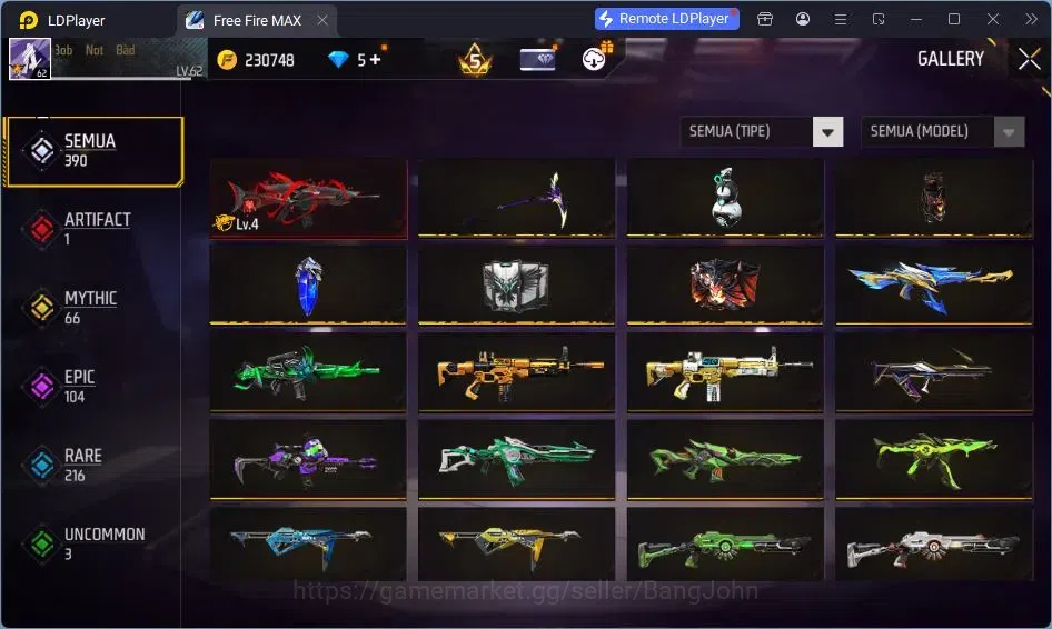 Free Fire Accounts Indonesia | Vault 375 | EVO-SCAR MEGALODON| SG Tro image 19