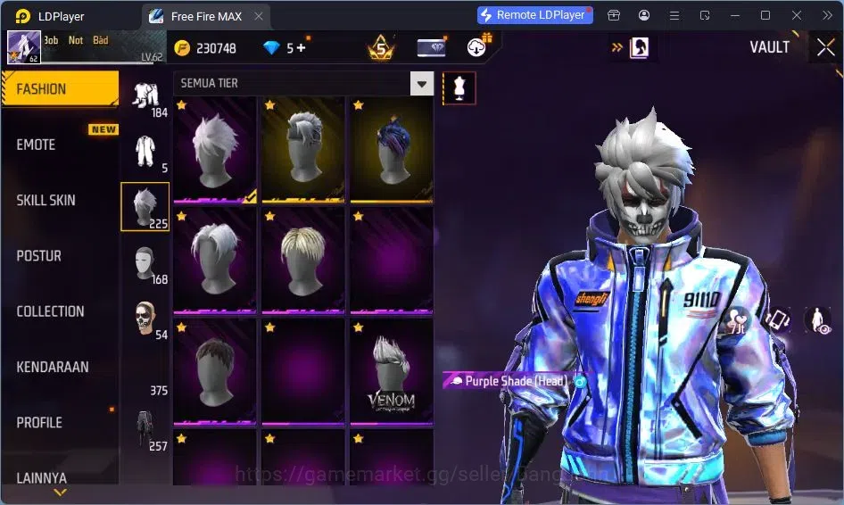 Free Fire Accounts Indonesia | Vault 375 | EVO-SCAR MEGALODON| SG Tro image 4