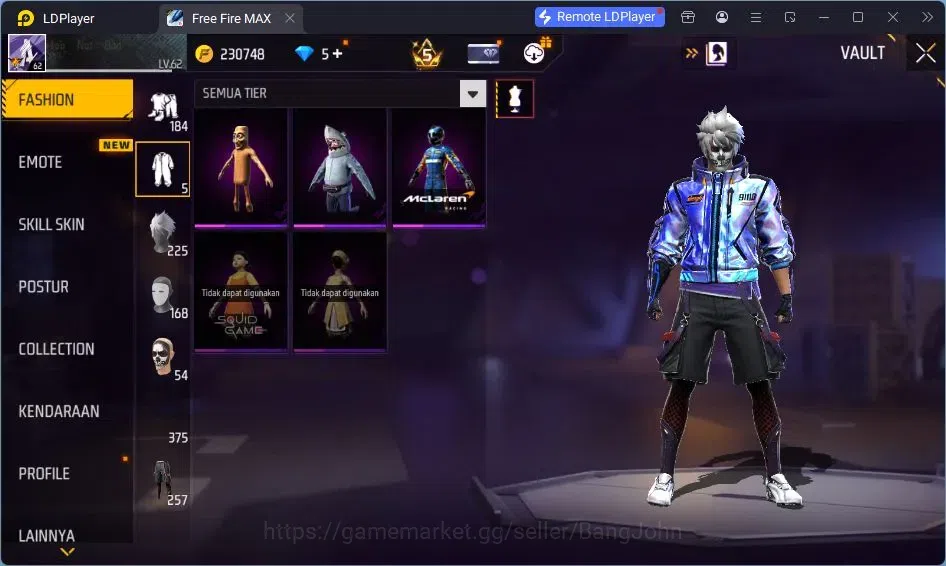 Free Fire Accounts Indonesia | Vault 375 | EVO-SCAR MEGALODON| SG Tro image 5