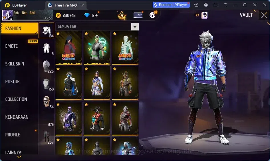 Free Fire Accounts Indonesia | Vault 375 | EVO-SCAR MEGALODON| SG Tro image 6