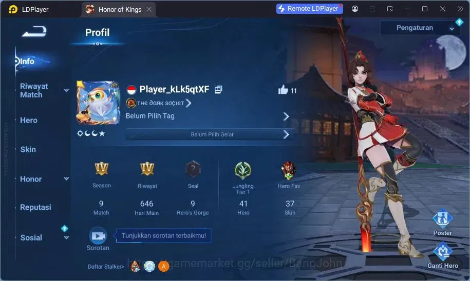 Honor of Kings Accounts Global | 41H/37S | Lady Sun Legend, Angela Legend image 12