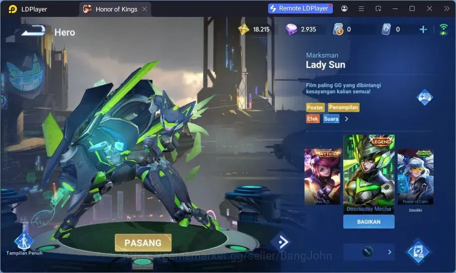Honor of Kings Accounts Global | 41H/37S | Lady Sun Legend, Angela Legend image 7