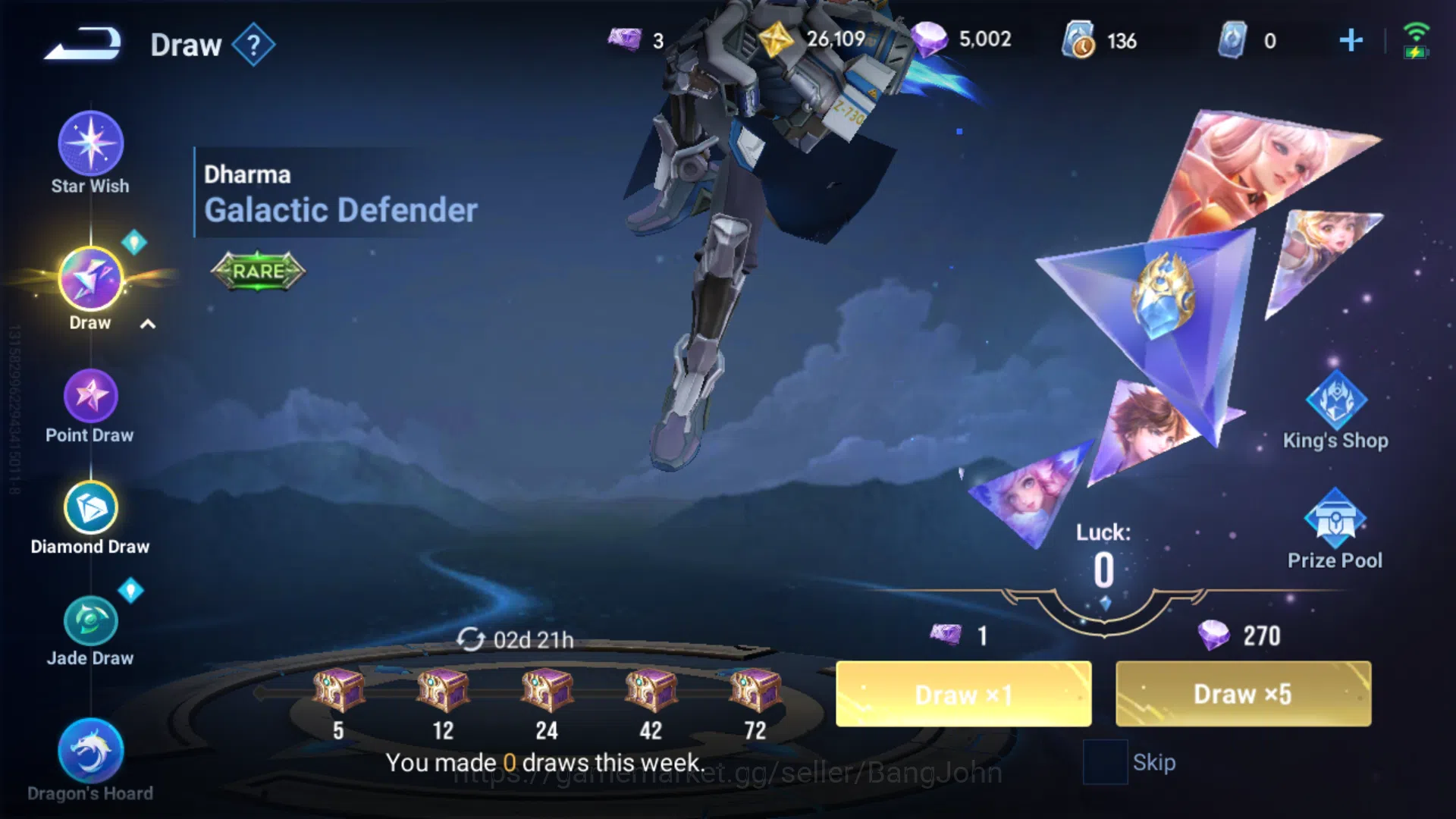 Honor of Kings Accounts Others Global | Hero 109 | Skin 87 | Tiger Pei | Legend Zhuangzi | Sanxingdui Hou Yi+Button 9