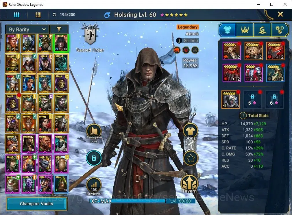 Raid: Shadow Legends Accounts Mid-Game Lv 47|916K Power|23 Legend(GNUT,2 Assasins,Ninja,Artax,Mc 4