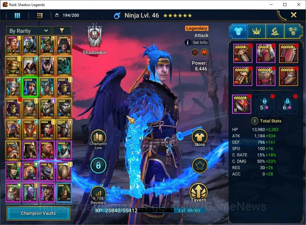 Raid: Shadow Legends Accounts Mid-Game Lv 47|916K Power|23 Legend(GNUT,2 Assasins,Ninja,Artax,Mc 6