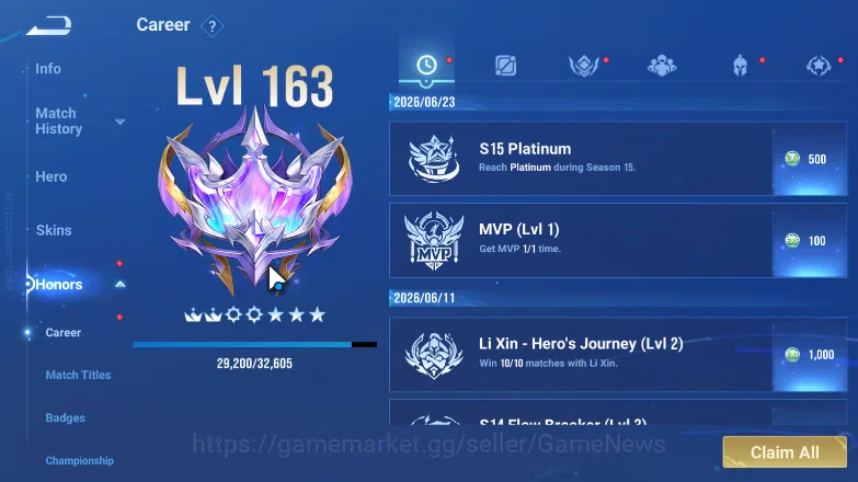 Honor of Kings Accounts Hero112|Skin307|NOBILITY 7|2 HonorCrystal|Flawless image 7