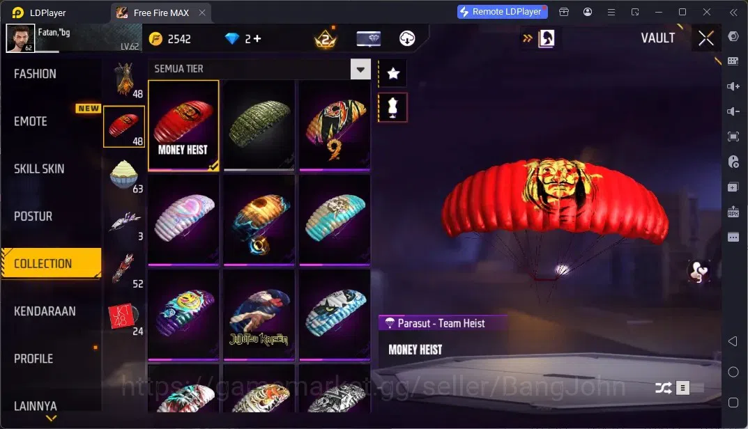 Free Fire Accounts Indonesia | 1 EVO (FAMAS-Demonic Grin Lv.5)| M1887-Mamba Gnaw| JJK Bundle, And More | Check SS FF811B 14