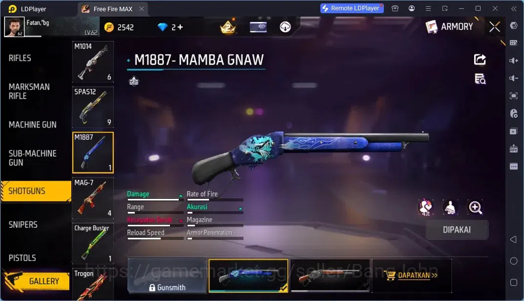 Free Fire Accounts Indonesia | 1 EVO (FAMAS-Demonic Grin Lv.5)| M1887-Mamba Gnaw| JJK Bundle, And More | Check SS FF811B 2