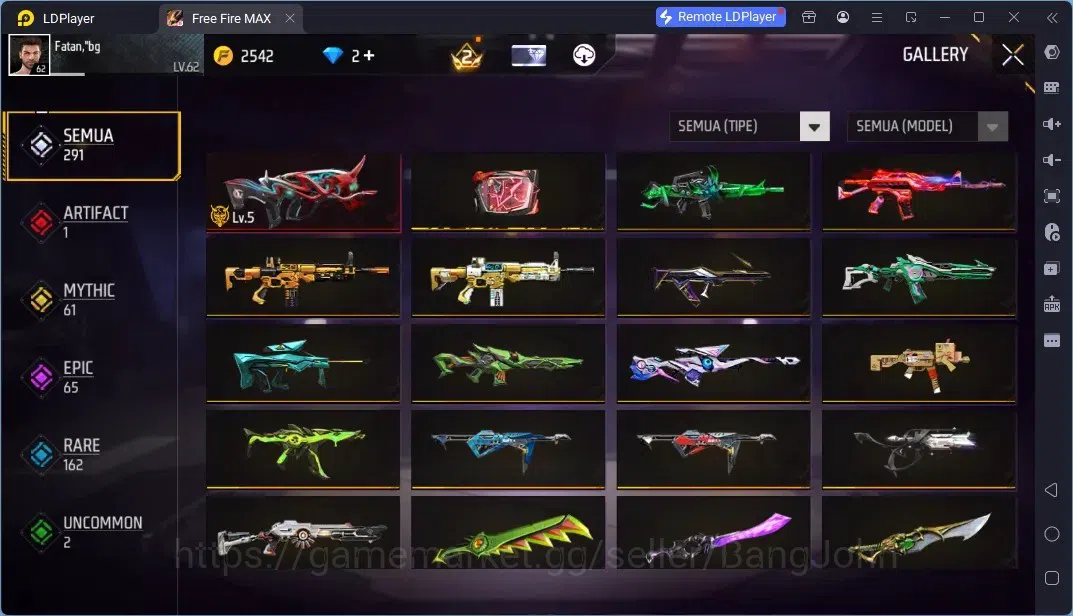 Free Fire Accounts Indonesia | 1 EVO (FAMAS-Demonic Grin Lv.5)| M1887-Mamba Gnaw| JJK Bundle, And More | Check SS FF811B 3