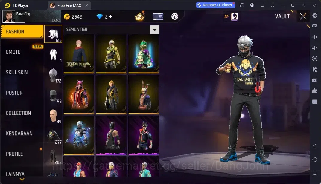 Free Fire Accounts Indonesia | 1 EVO (FAMAS-Demonic Grin Lv.5)| M1887-Mamba Gnaw| JJK Bundle, And More | Check SS FF811B 5