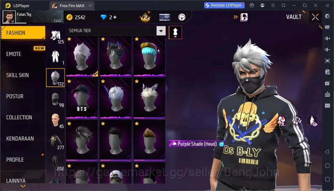 Free Fire Accounts Indonesia | 1 EVO (FAMAS-Demonic Grin Lv.5)| M1887-Mamba Gnaw| JJK Bundle, And More | Check SS FF811B 7