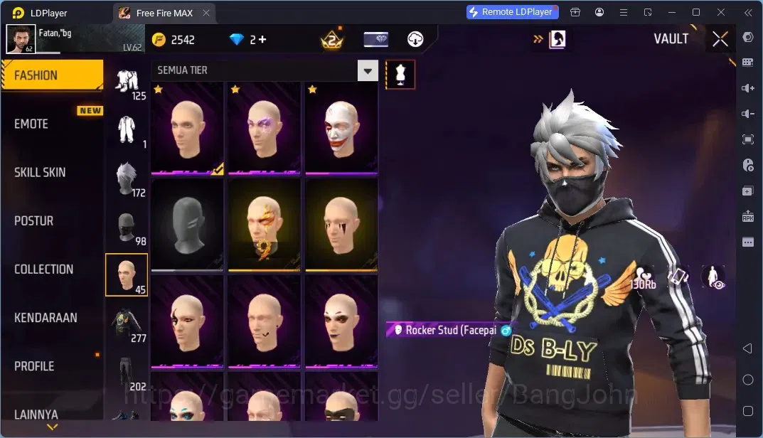 Free Fire Accounts Indonesia | 1 EVO (FAMAS-Demonic Grin Lv.5)| M1887-Mamba Gnaw| JJK Bundle, And More | Check SS FF811B 9