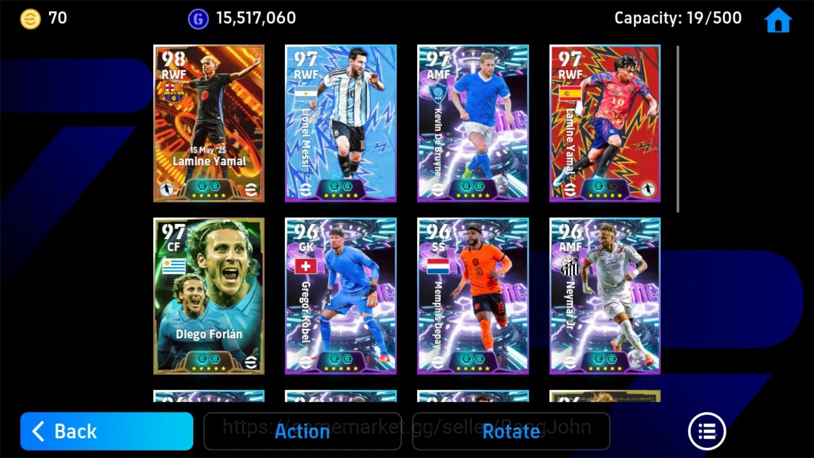 eFootball Accounts Legends & Iconic Players Mobile|PW 3175|Lamine Yamal BigT,Diego Forlan Epic,Gabriel Batistuta Epic,Eden 3