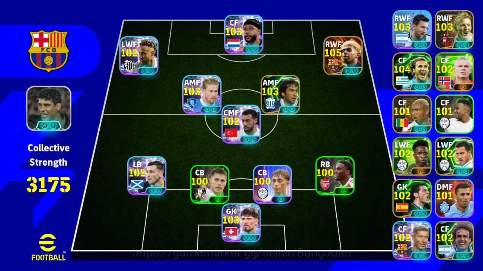 eFootball Accounts Legends & Iconic Players Mobile|PW 3175|Lamine Yamal BigT,Diego Forlan Epic,Gabriel Batistuta Epic,Eden 6