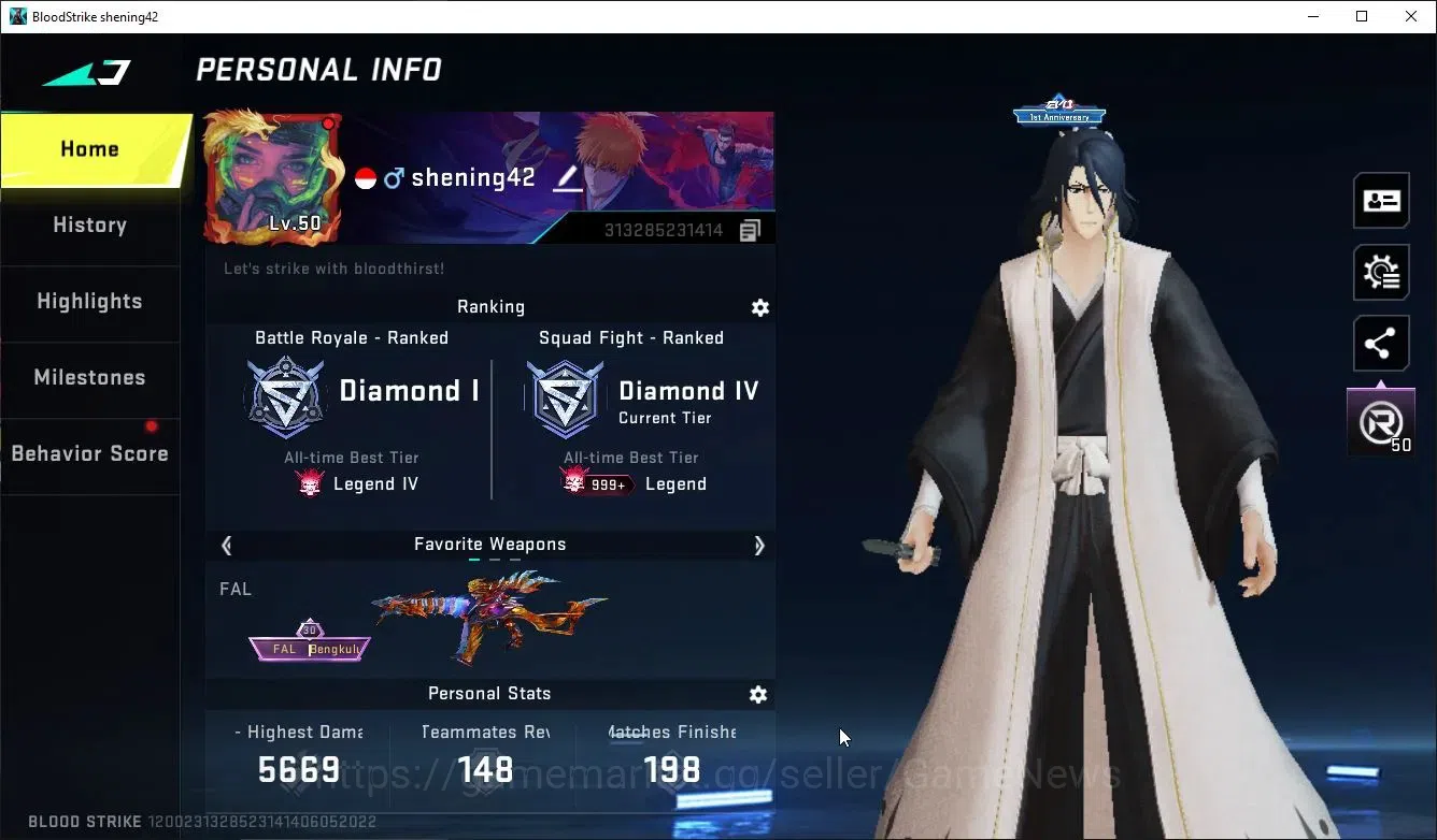 Blood Strike Accounts ASIA|ETERNAL DeAgle+Collab TR FN2000,Takemichi,7DS image 2