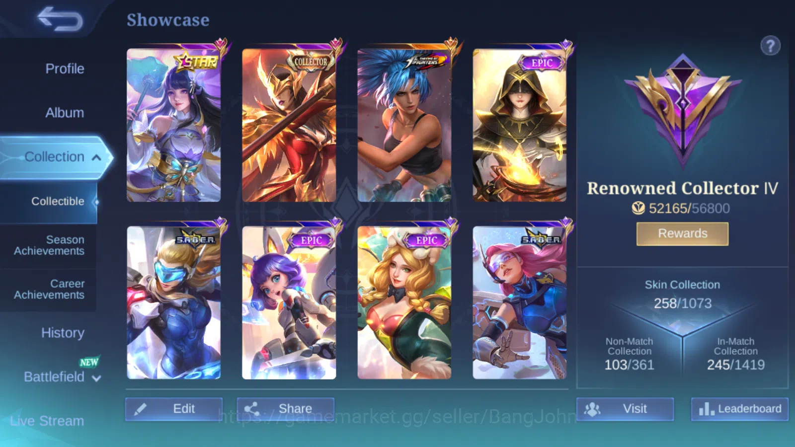 Mobile Legends: Bang Bang Accounts Hero 131 | skin 258 | kof karina | star annual kag image 2