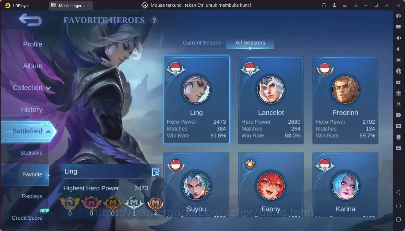 Mobile Legends: Bang Bang Accounts GlobalHero 92|Skin 132|Legend Lesley|CC Natalia|Sp image 19