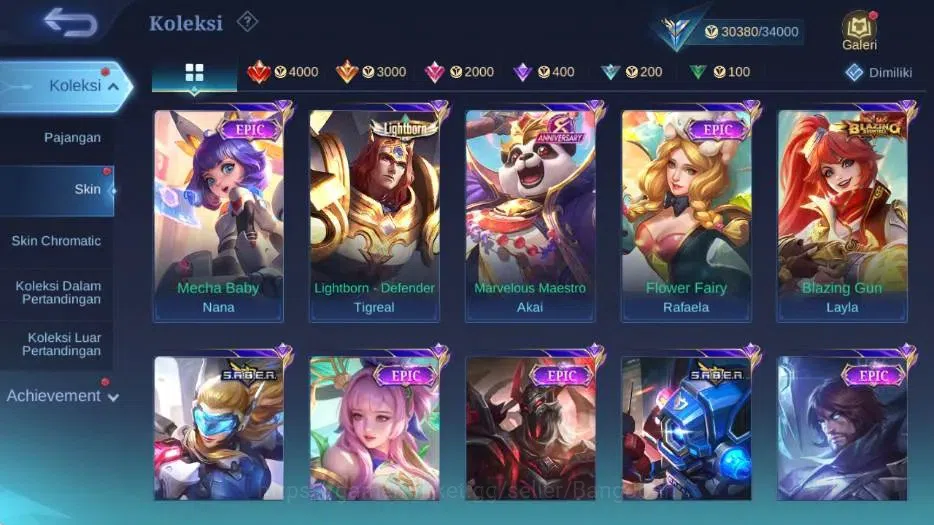 Mobile Legends: Bang Bang Accounts Collector Global|Skin 96|Expert III|Collector Natalia,Lightborn Tigreal,Blazing 6