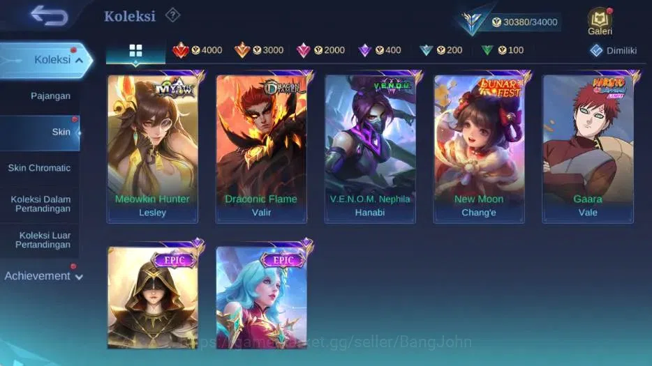 Mobile Legends: Bang Bang Accounts Collector Global|Skin 96|Expert III|Collector Natalia,Lightborn Tigreal,Blazing 8