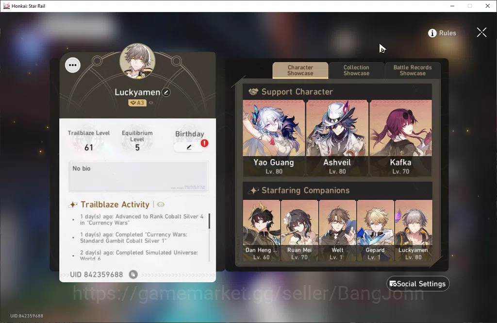 Honkai Star Rail Accounts ASIA | TL 61 | 5 Limit | Ashveil + Cruising S5 | Y image 12