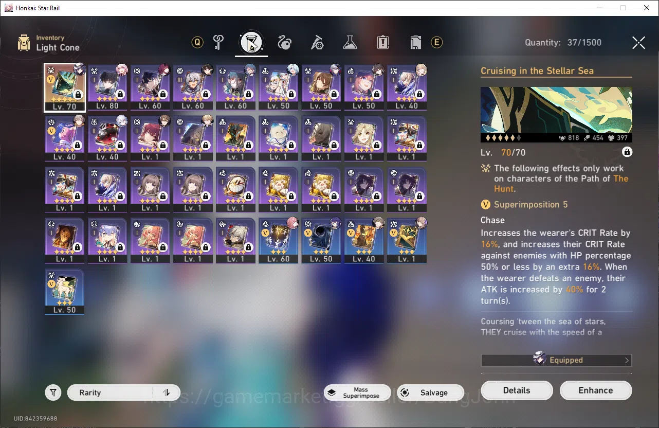 Honkai Star Rail Accounts ASIA | TL 61 | 5 Limit | Ashveil + Cruising S5 | Y image 3