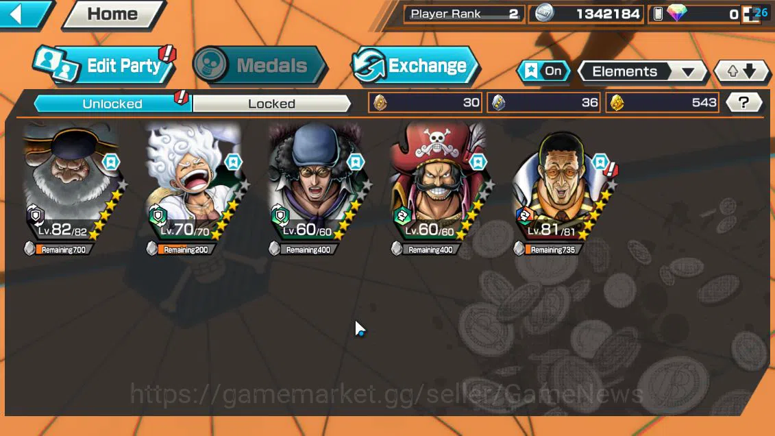 One Piece Bounty Rush Accounts Mid-Tier Global|5 EX|BP Kuzan,5 Elder St.Saturn,GP Gol D.roger,AMS[Borsalino],Daimyo Kuri