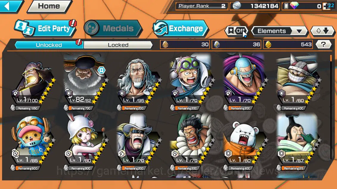 One Piece Bounty Rush Accounts Mid-Tier Global|5 EX|BP Kuzan,5 Elder St.Saturn,GP Gol D.roger,AMS[Borsalino],Daimyo Kuri 3