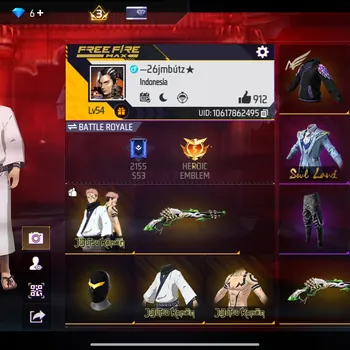 Free Fire Accounts M1887 LUMUT - BUNDLE JEJUTSU KAISEN - SKIN TINJU ON - ANIMASI LOBY GELAP ON - CELANA ANGEL PUTIH UNGU ON