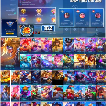 Mobile Legends: Bang Bang Accounts #4597 182 Skins | Badang Pegasus Seiya (SAINT SEIYA) | Badang Fist of Zen (COLLECTOR