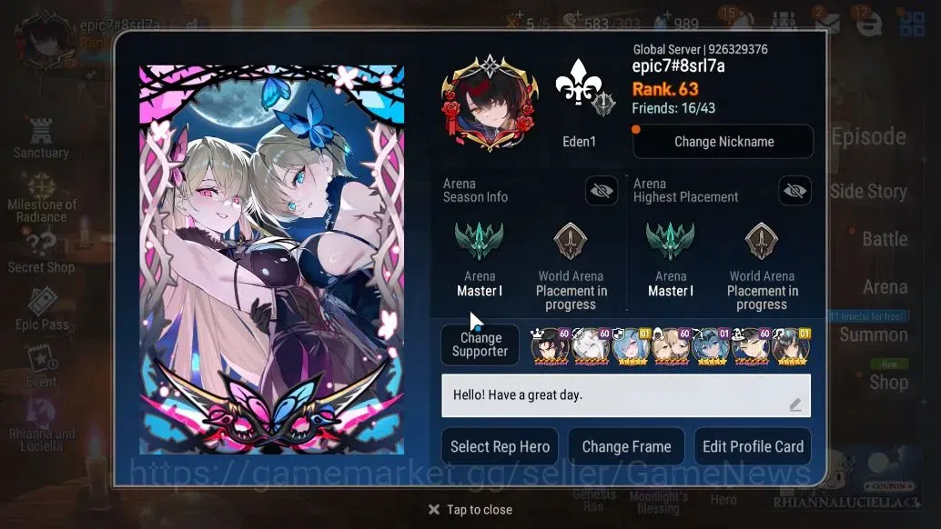 Epic Seven Accounts GLOBAL Unverif|13 ML(Rhiana&Luciel,Salome,RueleLig image 2
