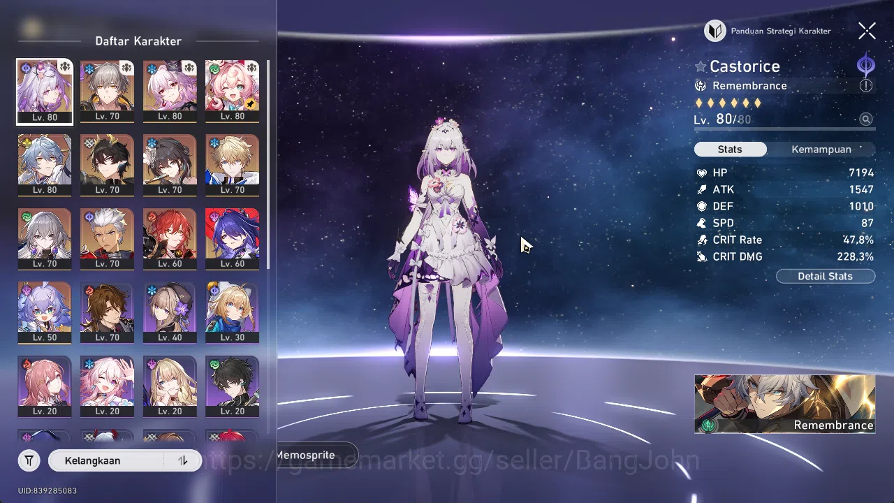 Honkai Star Rail Accounts ASIA | TL 63 | 6 Limit | Castorice Team, Castorice image 2