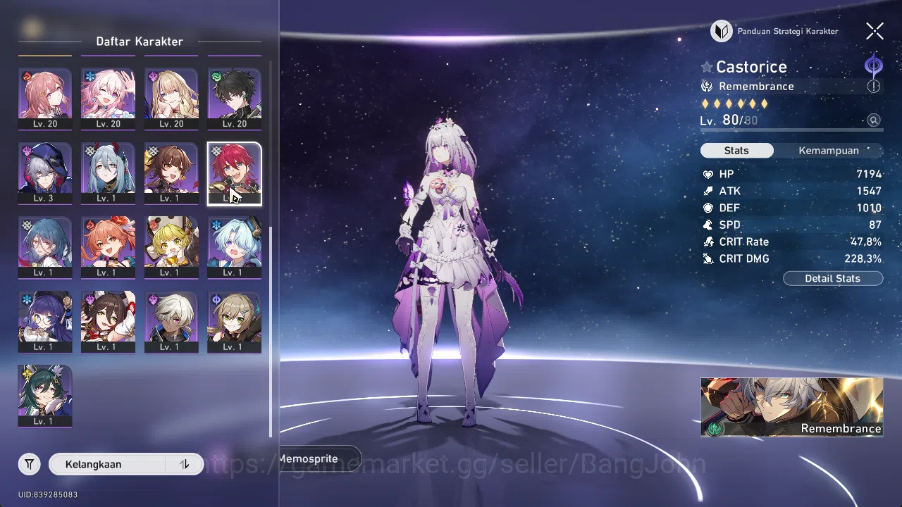 Honkai Star Rail Accounts ASIA | TL 63 | 6 Limit | Castorice Team, Castorice image 3