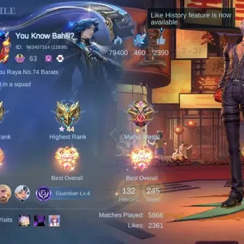Mobile Legends: Bang Bang Accounts Collector Global|Skin 245|Renowned|KOF Karina+Gusion+Dyrroth,PRIME Granger,Sanrio