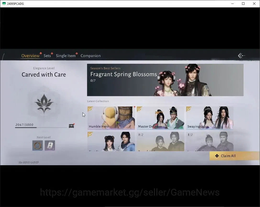Where Winds Meet Accounts GLOBAL|Lv 93|22K GS|1 Harmonic Core|Humble Hero set,Peacuful Life,Anthem of Ages,Goose pouch 17