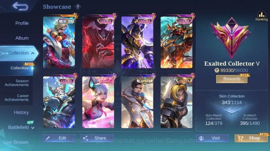 Mobile Legends: Bang Bang Accounts Global|Skin 343|Exalted|MetroZero Roger,Sanrio Flo image 2