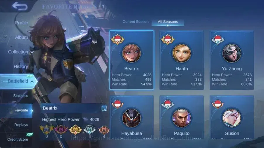 Mobile Legends: Bang Bang Accounts Global|Skin 343|Exalted|MetroZero Roger,Sanrio Flo image 4